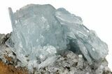 Gemmy, Blue Bladed Barite Cluster w/ Calcite - Morocco #222901-2